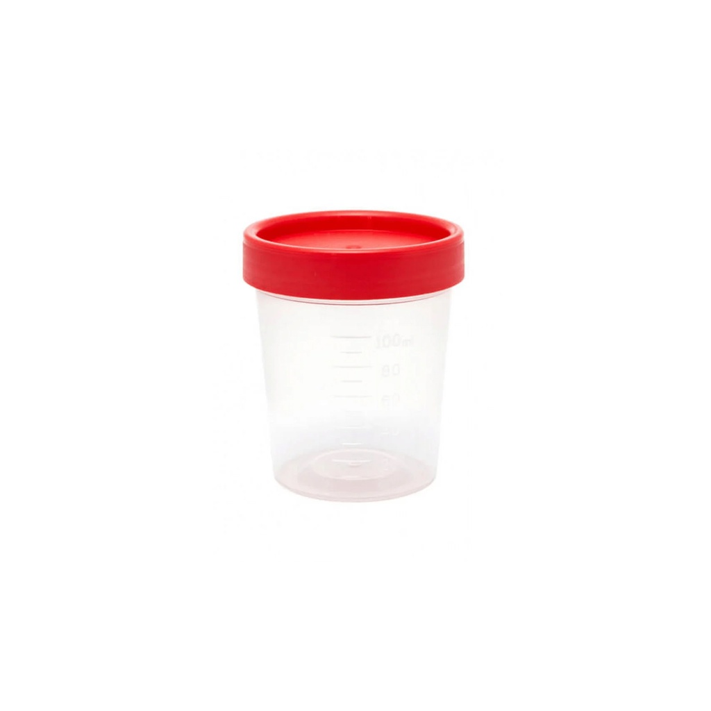 PLASTIC URINE SPECIMEN CUP, BOX OF 200, STERILE WITH INTEGRATED TRANSFER STRAW, 120ML