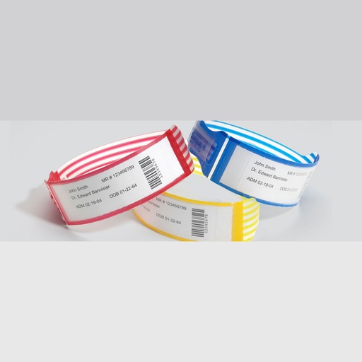 Wide range of manual write on ID bands for adults , pediatrics , mother-babies , and infants with different sizes and colors .